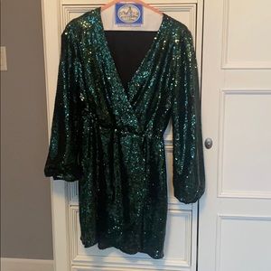 Sequin Green Mini Dress